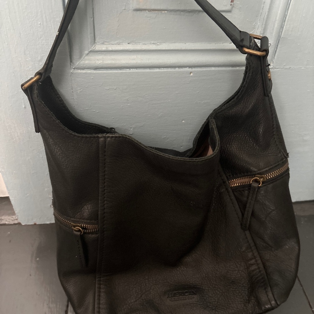 American Leather Co Erie Hobo Purse Black